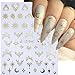 9 Sheets Moon Sun Nail Art Stickers 3D Self-Adhesive Glitter Star Heart Stickers Gold Silver Designs Decals for DIY Nail Tips