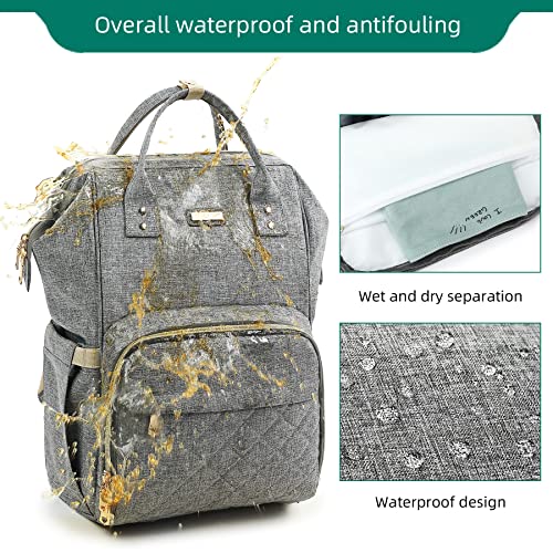 Image of GAIVP Diaper Bag Backpack, Diaper Bags for Baby Girls Boys, Baby Bags for Moms Dads, Nappy Changing Bag with Insulated Pockets,Multi-functional Waterproof Backpack with Stroller straps - Grey