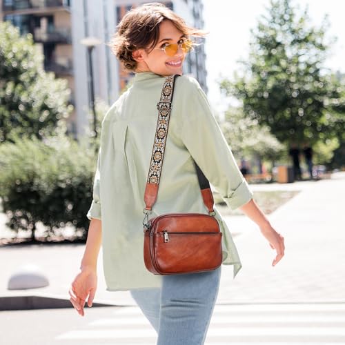 Iswee Crossbody Purse Genuine Leather Handbags for Women Shoulder Bags Multi Pcoekts Purse2