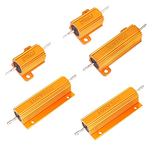 Wowoone Set Of 10 Power Resistor, Aluminum Shell Resistors, 25W 6 Ohm/8 Ohm, 50W 25 Ohm, 100W 8 Ohm/3 Ohm Watt Shell Power Aluminum Housed Case Wirewound Resistor For Nest Hello Doorbell #TOP6