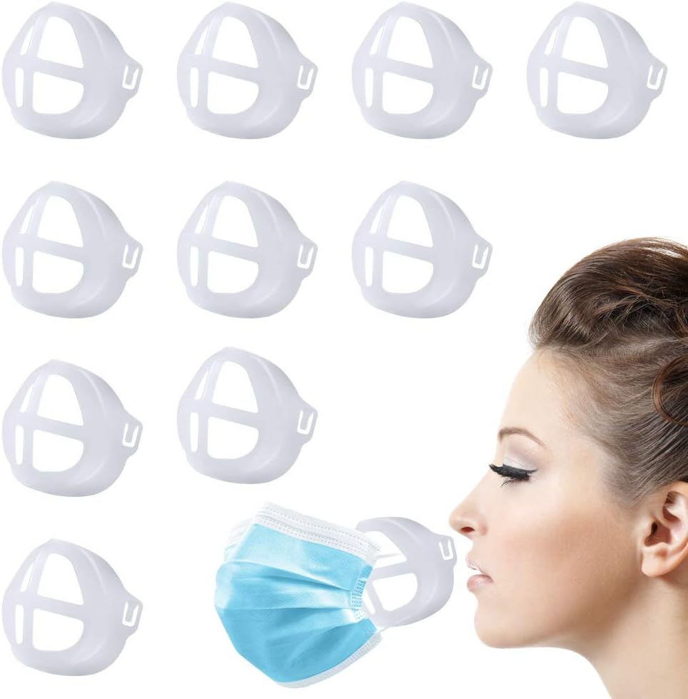 3D Face mask Bracket,Face Inner Support Frame for Comfortable Wearing,Washable and Reusable Translucent Internal Support Frame Bracket (10pcs)