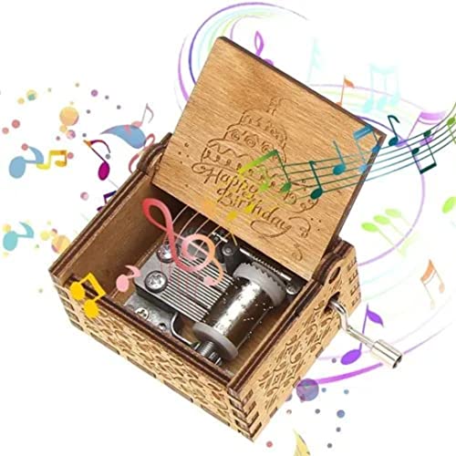 Image of Zesta Happy Birthday Musical Box Gift | Music Crank Mini Collectible for Girlfriend, Boyfriend, Husband, Wife | Unique Musical Gifts for Music Lovers | Vintage Wooden Box
