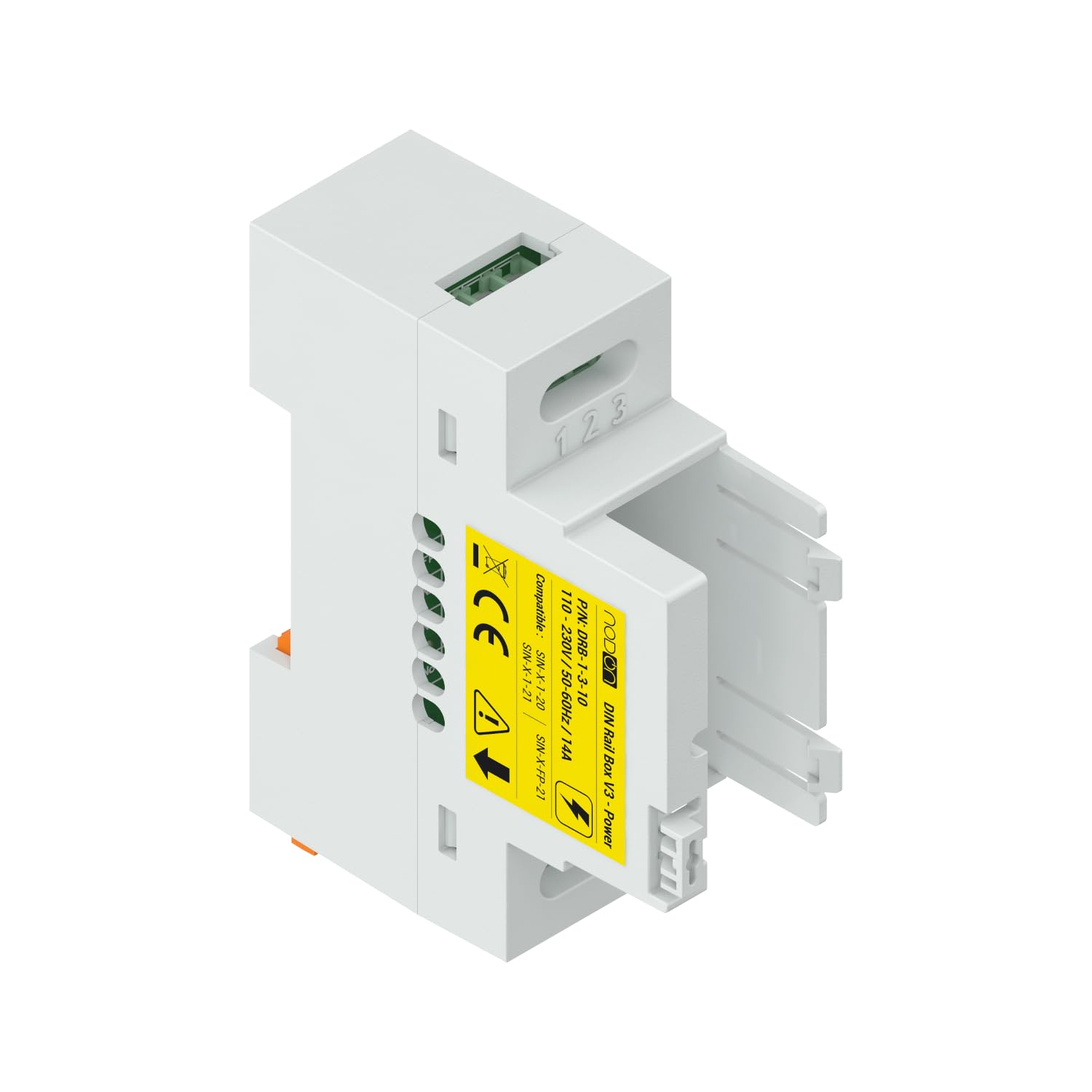 NodOn - Boîtier Rail DIN "Power" pour modules NodOn Zigbee et EnOcean, pack 5 unités, accessoire, tableau électrique, compatible modules SIN-(x)-1-20, SIN-(x)-1-21, SIN-(x)-FP-21