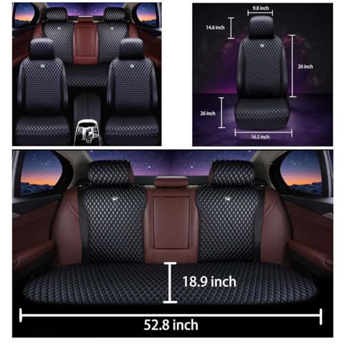 Image of Red Rain Universal Seat Covers for Cars Leather Seat Cover 2 /3 Covered Black Car Seat Cover 11PCS Fit Car /Auto /Truck /SUV (A-Black)