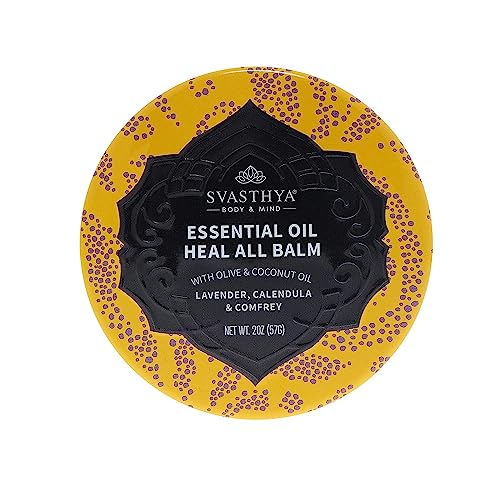 Svasthya Essential Oil Heal All Balm - Cracked, Dryness, Wound And Irritation Healing - Natural Ingredients Skincare Balm With Lavender Oil - Fast Recovery - Multipurpose Uses #TOP23