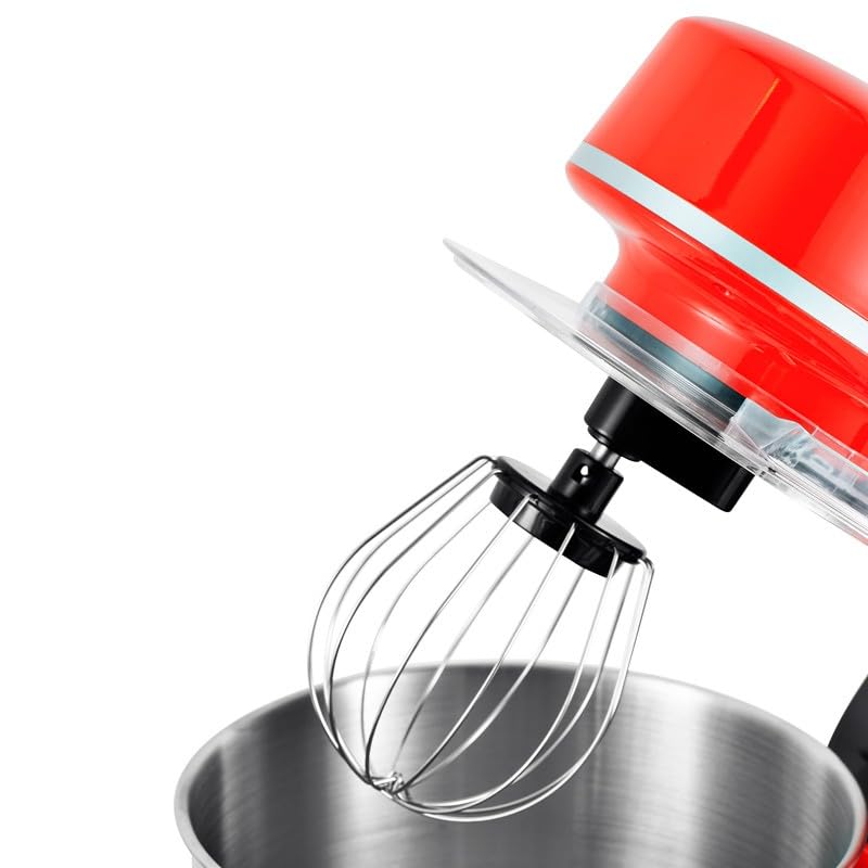 Kitchencook - Robot Pétrin 5l - 1300w - 6 Intensités - Bol Amovible Acier Inoxydable - Crochet à Pâte - Fouet à Fils - Rouge
