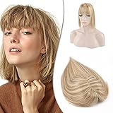 Hairro Clip In Remy Topper Hairpiece With Bangs Human Hair Clip On Toupee Wispy Bangs For Women...