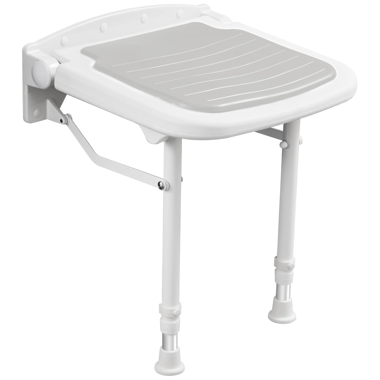Wall Mounted Shower Seats, Support 550lbs, Adjustable Height Fold Down Shower Seat Wall Mounted, Folding Shower Bench Wall Mounted for Elderly-Adults-Pregnants-Seniors-Disabled