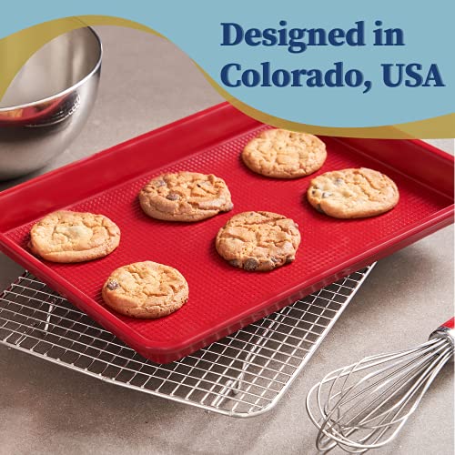 Nonstick Quarter Sheet Baking Pan By Ultra Cuisine – Food-Safe, Warp & Scratch Resistant Texture, Easy Release, & Carbon Steel Design Durable For Professional Quality Roasting, Size 9 X 13 Inch (Red) #TOP7