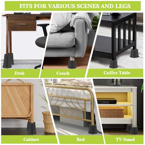 Yookwutar 4 Pack Furniture Risers 8 Inch, Bed Risers Heavy Duty for Table Desk Couch Chair Sofa Cabinet Bed Frame Dorm, Round Table Leg Risers Lift Height 8", Black by Yookwutar - Image 6