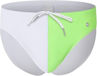 Foweknow Bañador para hombre de verano con bloque de color, de secado rápido, transpirable, ligero, con cordón ajustable