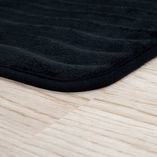 Lavish Home Set Of 2 Bath Rugs – Non-Slip Memory Foam Bath Mats For Bathroom - Microfiber Bathmats For Shower, Laundry, Or Kitchen (Black) #TOP1