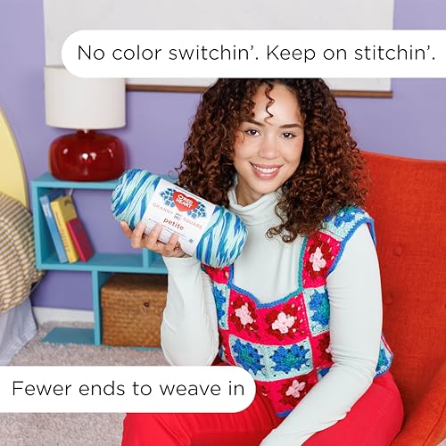 Image of Red Heart Granny Square Petite Yarn for Crocheting, Mocha, 3-Pack
