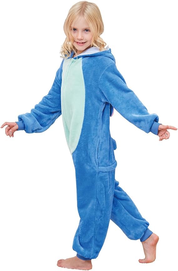 CuteCosplay Unisex Kids Onesie Animal Cosplay One-Piece Pajamas Christmas Halloween Costumes Blue by CuteCosplay - Used condition - US$20.32