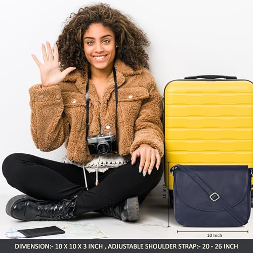 Image of Genuine Leather Shoulder Crossbody Purse For Women with Adjustable Strap, Mobile Pocket & Outside & Inside Zipper