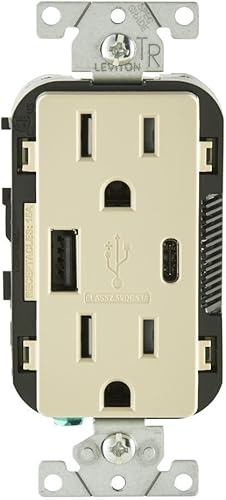 Leviton T5633-B - Cargador USB de 15 A, tipo A y tipo C