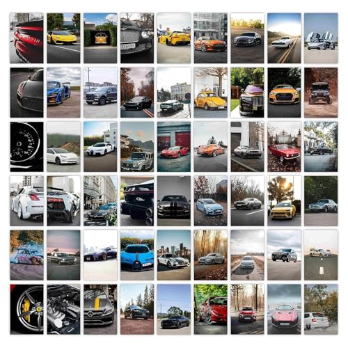 Image of Paper Car Posters For Boys Room,Car Wall Collage Kit For Wall Art Prints,Car Pictures Dorm Room Decor For Teen Boys 50Pcs - 4X6 Inch (Car Wall Collage Kit)