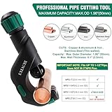 Xuntui Professional Constant Swing Copper Pipe Cutter, 5-50mm Heavy Duty Tube Cutter for Stainless Steel, Brass & Aluminium, HVAC Metal Tubing Tool Kit with Integrated Reamer & Spare Blades - Image 4