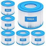 Zihvfzu 6 Pack Type VI Hot Tub Filter Cartridge Replacement - Compatible with Lay-Z-Spa, Coleman SaluSpa 90352E, 58323, 90427E,Inflatable Hot Tub Filters，Spa Filters