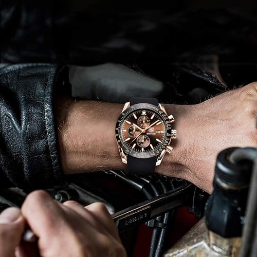 Image of BENYAR Men's Watches Chronograph Watch for Men Multifunction Black Waterproof Sport Fashion Quartz Wristwatches Calendar with Stainless Steel Strap
