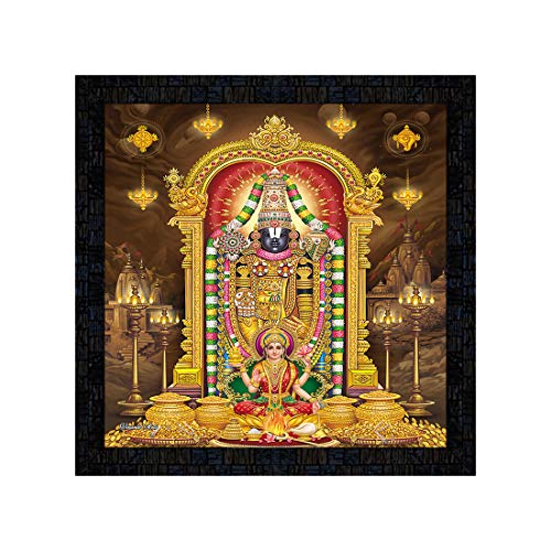 Synthetic PnF Framed Religious Poster of Tirupati Balaji - Lord V...