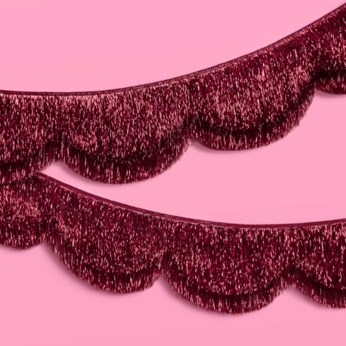 xo, Fetti Burgundy Scallop Fringe Banner | Birthday, Bachelorette, Wine Party, Holiday Decor, Photo Backdrop, Maroon, Red, Glam by xo, Fetti - Used condition - US$18.04