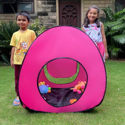 Image of Play House Foldable One Side Round Tent House for Kids Lightweight and Portable |Foldable Tent House for Kids Activity Indoor Outdoor |Play Tent House for Multi Purpose| Play Tent House (Pink-2)
