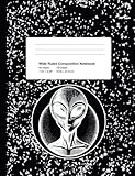 Wide Ruled Composition Notebook: Black Marble Alien Journal