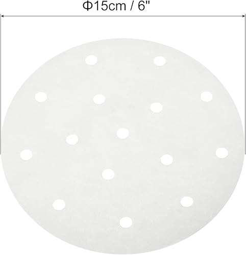 Miniatura 2 de uxcell 200pcs Air Fryer Parchment Paper, 6 Inch Round Air Fryer Liner, Non-Stick Baking Paper for Air Fryers Bamboo Steamer, White