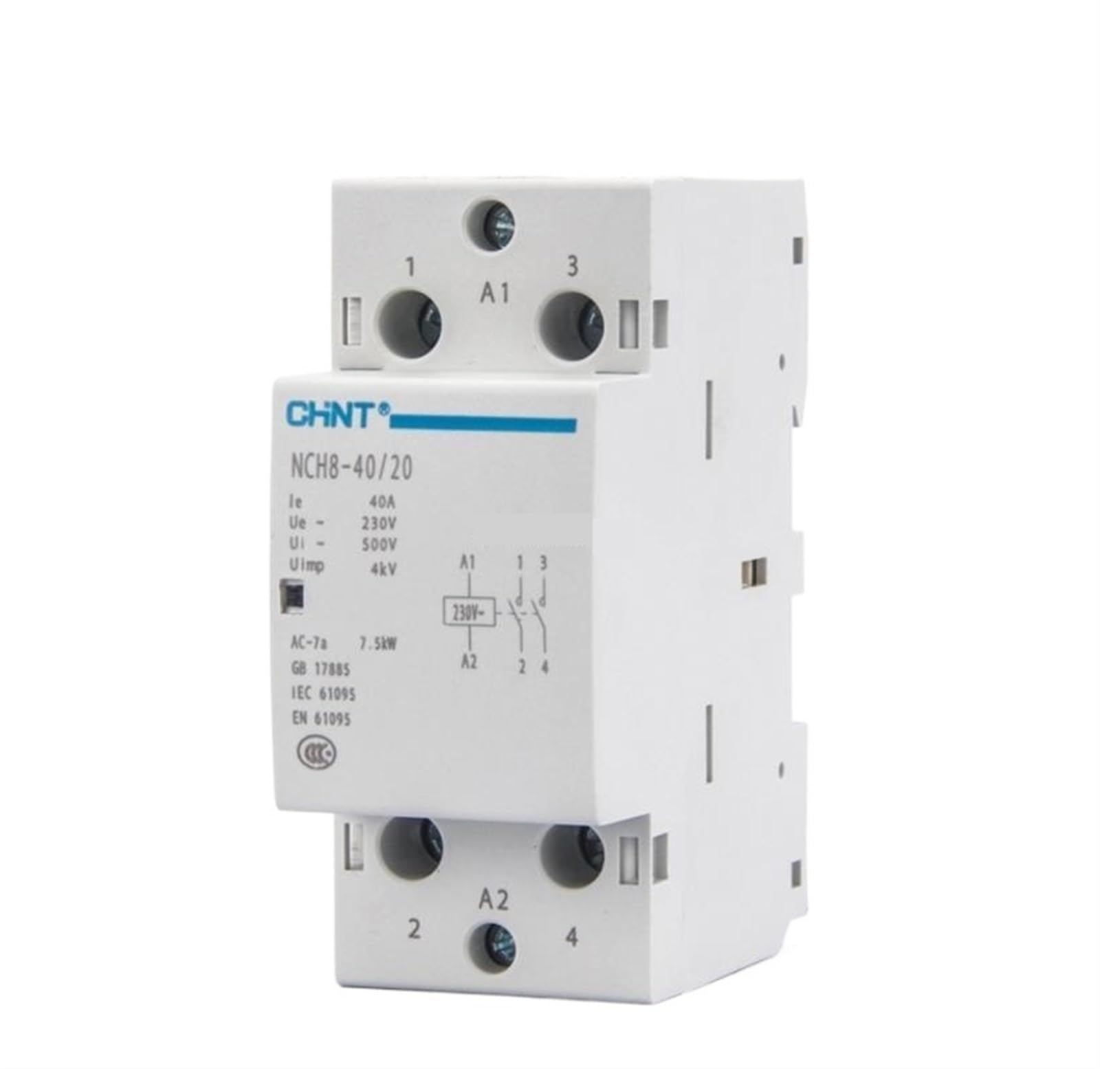 NCH8-40 Modułowy AC Stycznik domowy 220V 230V 50/40A 1NO 1NC 2NO 2NC (Nch8-40a-20 2NO)