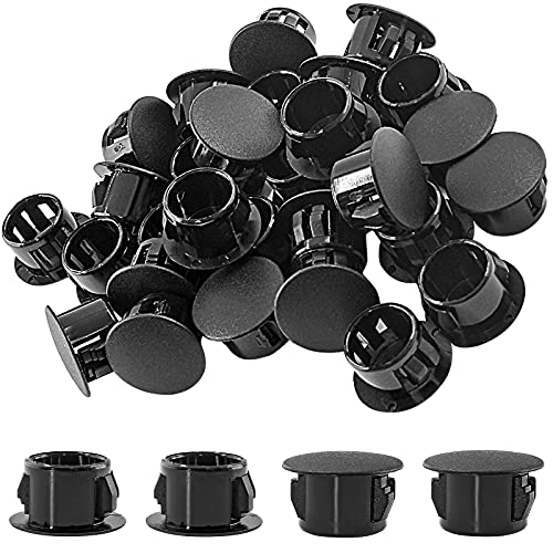 Murtenze 30 Pcs 13Mm (1/2") Black Hole Plugs, Plastic Flush Type Panel Plugs Fastener Cover, Round Plastic Snap In Locking Tubing Plug For Kitchen Cabinet Furniture #TOP29