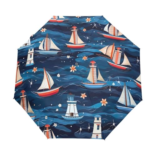 Parapluie compact automatique bleu contre la pluie soudaine