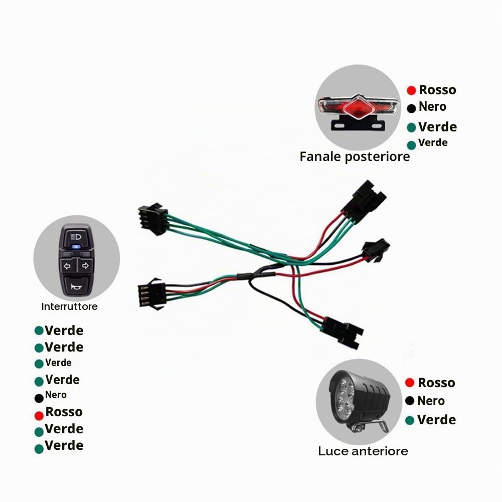 Set di luci e per bicicletta elettrica 36 V 48 V 52 V 60 V con DK336 Light Horn Turning Switch E-Bike Light