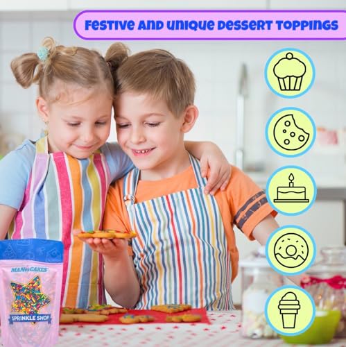 Image of Manvscakes Sprinkles- Edible Cake and Cupcake Sprinkles with Assorted Shapes and Sizes, Purple Sprinkle Mix for Cookies, Ice Cream, Cake and Cupcake Decorating