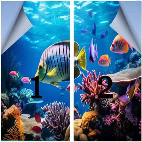 Vinilo decorativo para ventana con diseño coral de peces marinos miniatura 4