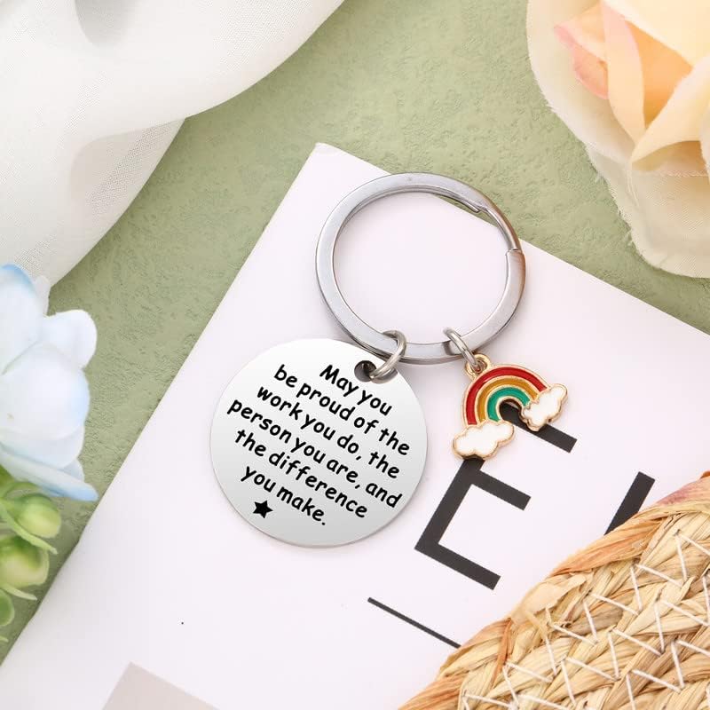 Jadive Thank You Gift Leaving Gifts for Colleagues Women Rainbow Thank You Teacher Keyring for Back to School Party Birthday Christmas Valentine Wedding Volunteers Nurse Teacher Men Christmas