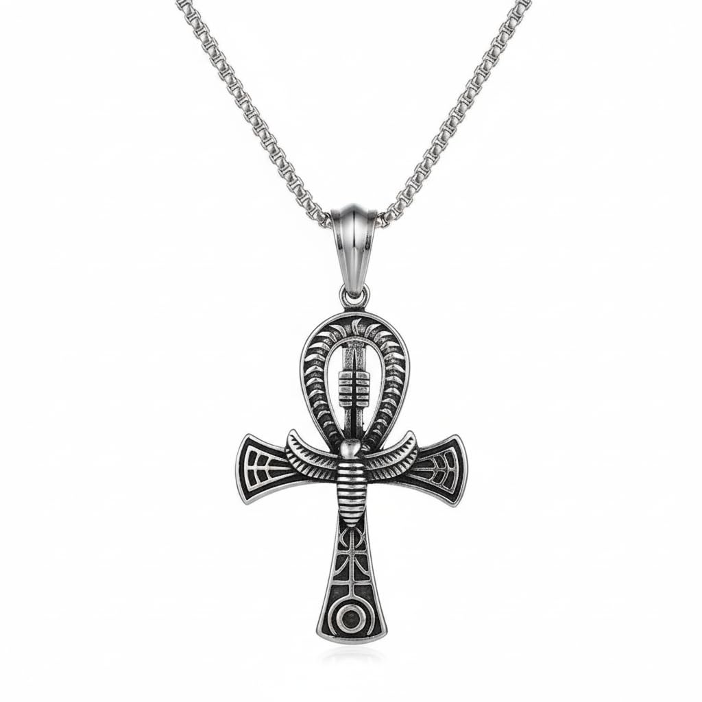 Ankh Cross Pendant Necklace – Egyptian Symbol Jewelry for Men & Women Metal SPnL202625-image-47
