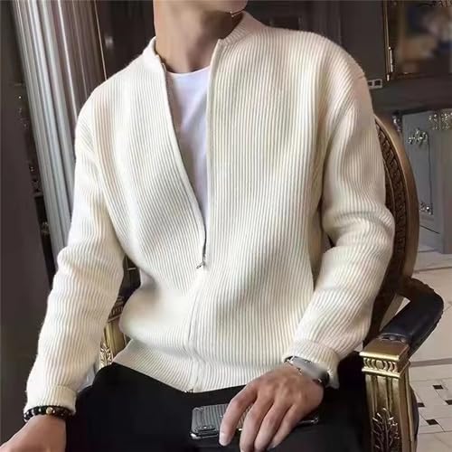 Men's Knitted Solid Cardigan Classic Sweater Full Zip Loose Fit Casual Sweater Ribbed Long Sleeve Sweaters2