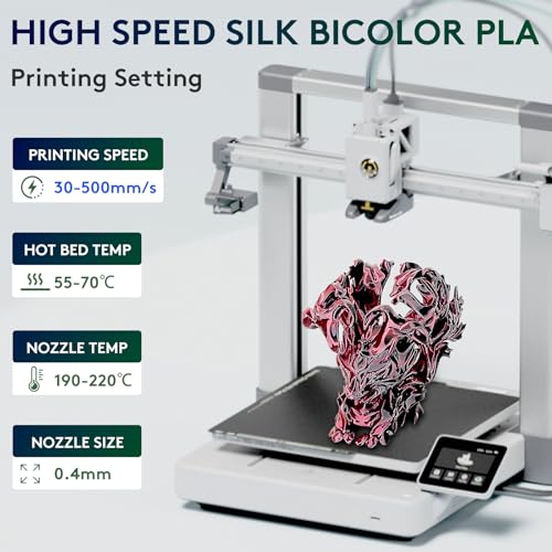Image of ERYONE Silk Dual Color PLA Filament 3D Printer 1.75mm + /- 0.03mm, Bicolor Filament Two Tone PLA 1KG(2.2lbs) Cardboard Spool, Black Red