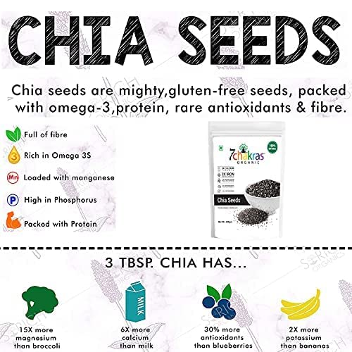7 chakras ORGANIC - 200g Chia Seeds Healthy Snacks For Eating| Seeds for Eating | Rich in Omega -3 and Fibre | Keto Diet Snacks 4