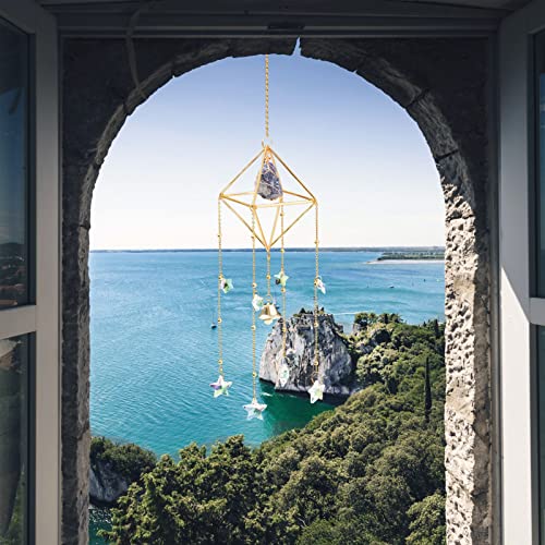 Sinos de Vento Apanhador de Sol | Windchime de cristal natural para interior exterior | Sino de Vent