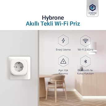 Hybrone Current Protected Wi-Fi Smart Socket, Energy Monitoring, Child Lock, 16 Amps, Remote Control with Application