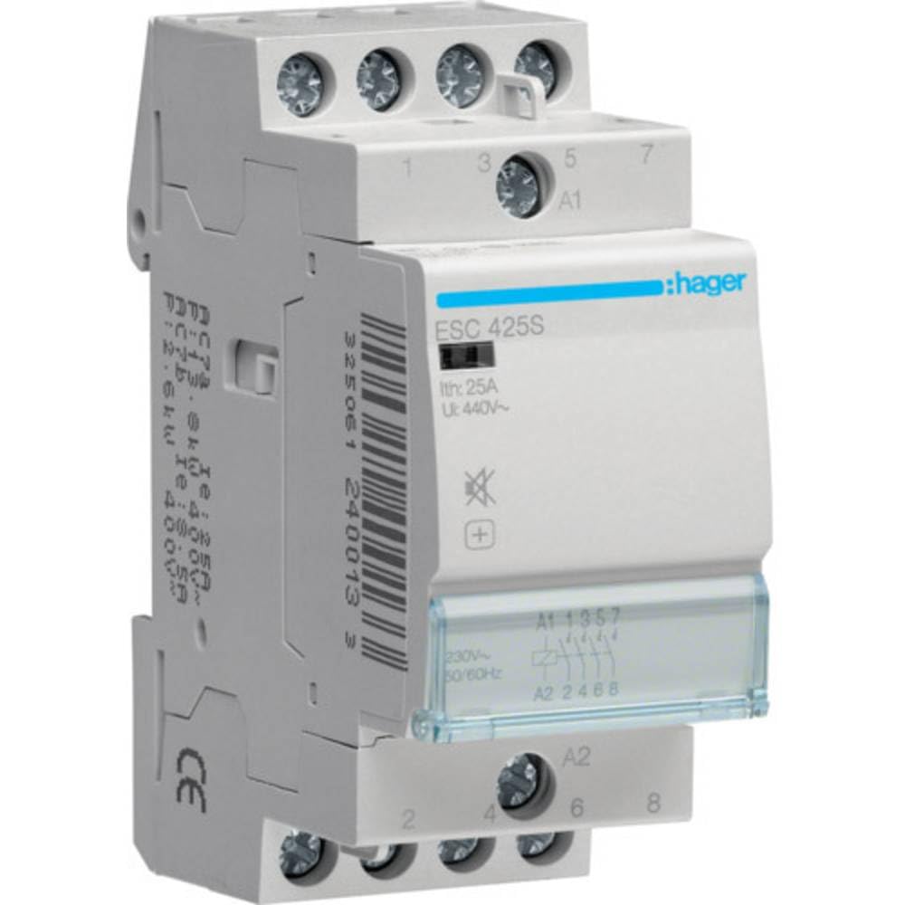 Hager ESC425S contactez le disjoncteur de silencieux du dos, 25a, 4na, 230V