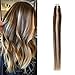 TheFashionWay 16-24 Inches Human Hair Extensions Tape in Silky Straight Weft Remy Virgin Hair Various Colors For Choosing (16 inches, #2-613 highlight)