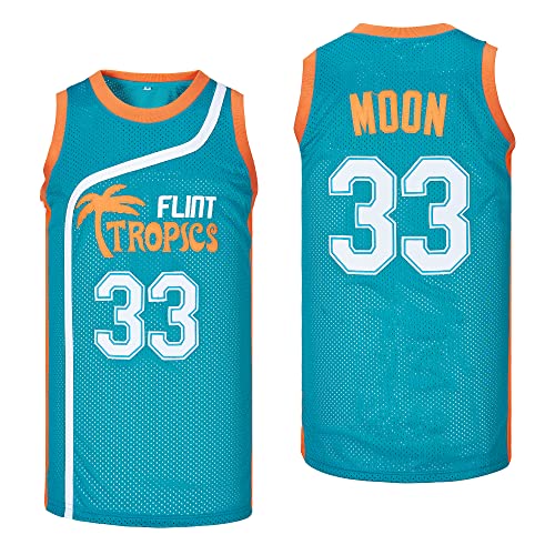 Yseohb Men's #33 Moon Flint Tropics Movie Basketball Jersey Stitched Green Size XL