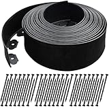 50 FT Landscape Edging No Dig [Extra Tall 4 Inch High] with 45 Spikes, Heavy-Duty Plastic Garden Edging Border (Black, 50 FT) (Black, 50FT)