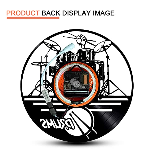 Guitar Wall Clock Music Home Decor - Led Wall Clock Hanging Night Lamp 7 Color Luminous Wall Clock Vinyl Records Wall Decor, Music Theme Halloween Decorations #TOP4