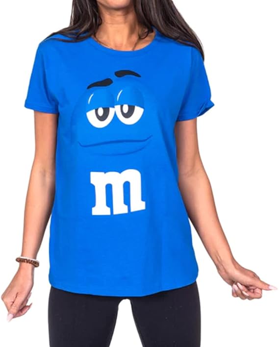 M&M's Chocolate Candy Character Face Blue T-Shirt (Juniors Medium