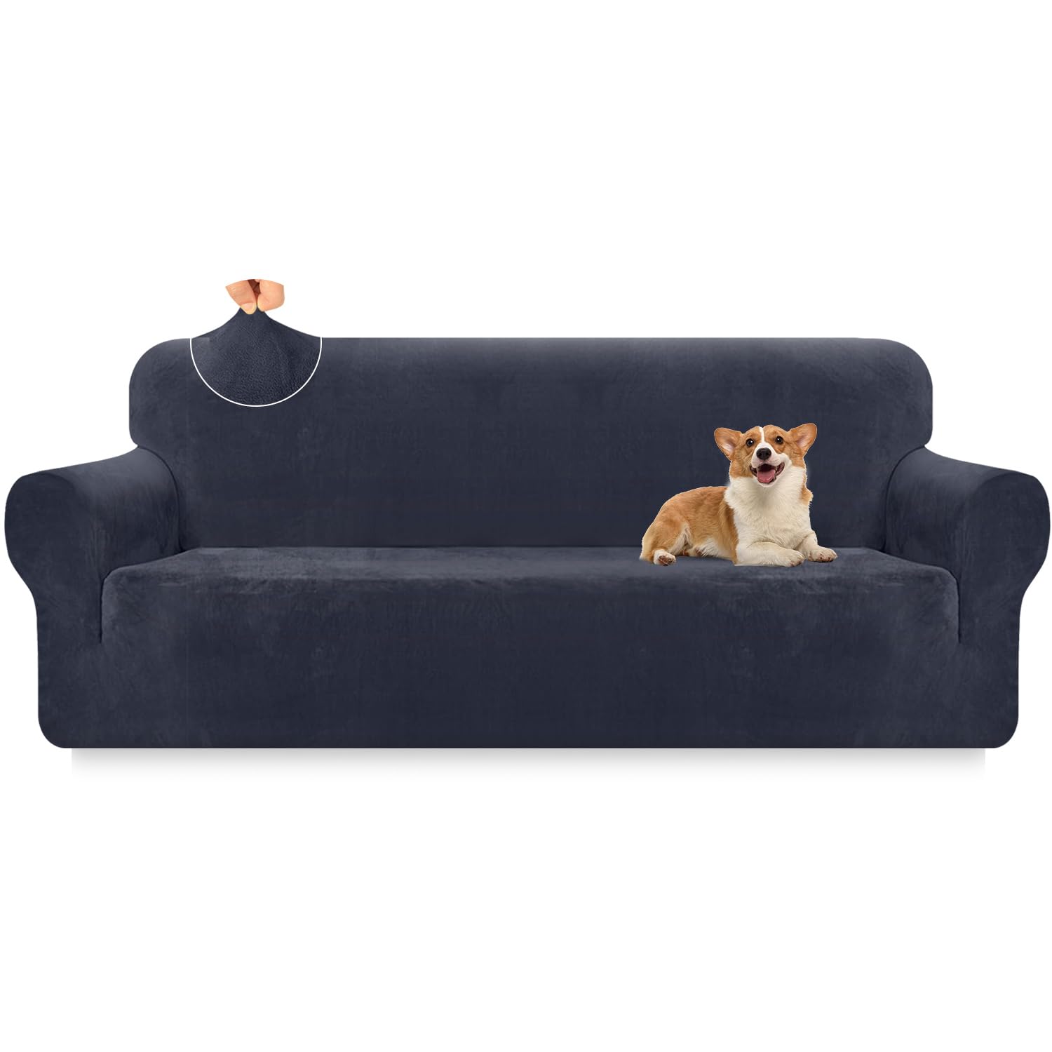 Granbest Oversized Thicken Plush Velvet Sofa Cover 4 Seater High Stretch Couch Cover Super Soft Sofa Slipcover Luxury Furniture Protector for Pets and Kids (4 Seater, Charcoal Grey — image 1