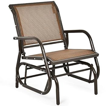 Alternative view of Giantex Swing Glider Chair W/Study Metal Frame Comfortable Patio Chair Love-Seat for Garden, Porch, Backyard, Poolside, Lawn Outdoor Rocking Chair (1, Brown)